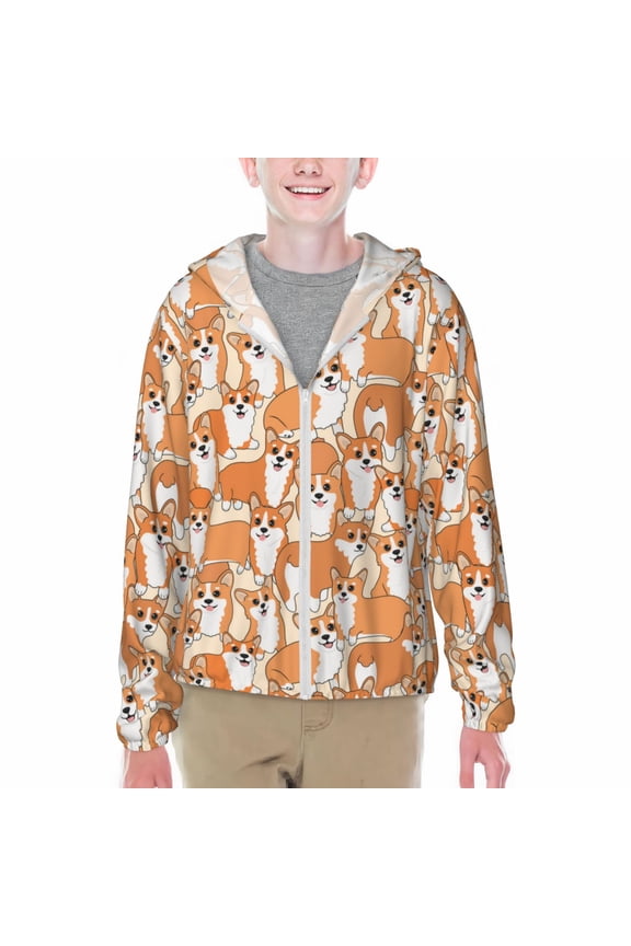 Corgi Animal Print Sun Protection Jacket Hooded Cooling Shirt with Pockets Hiking Outdoor Performance-XX-Large