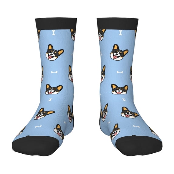 Honeii Corgi Dog Print Children's Colorful Socks,Unisex Kids and Toddlers' Cushioned Sock,Kids Athletic Crew Socks,for Everyday Wear and Sports