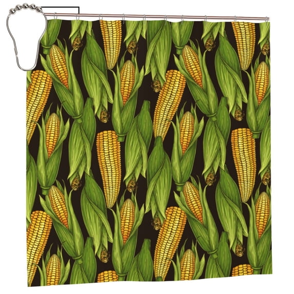 Honeii Corn 2 Print Shower Curtain 72x72in,Bathroom Curtain,Waterproof Fabric Shower Curtain Set with Hooks