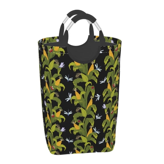 Honeii Corn And Dragonflies Print Laundry Hamper Collapsible Laundry Baskets, Freestanding Waterproof Clothes Hamper with Easy Carry Handles