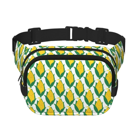 Honeii Corn Cob Print Square Double Layer Waist Bag,Waist Belt Bag Fashion Fanny Women and Men,For Travel Running Hiking Walking