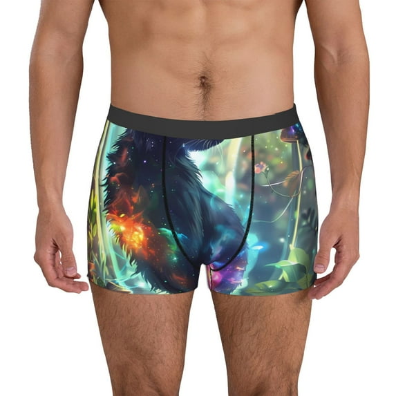 Honeii Cosmic Cat In Window Print Mens Boxer Briefs Breathable,Boxer Brief for Men, Moisture-Wicking Underwear-Small