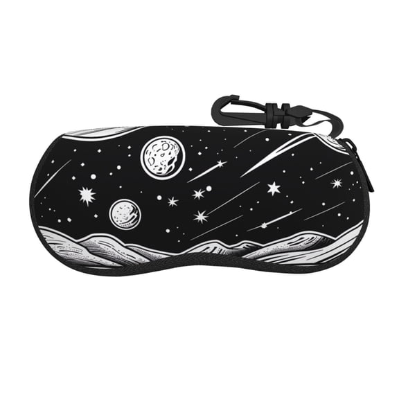 Honeii Cosmic Landscape Celestial Art Print Neoprene Glasses Case,Spacious for Sunglasses and Eyeglasses,Zipper Eyeglass Case With Belt Clip