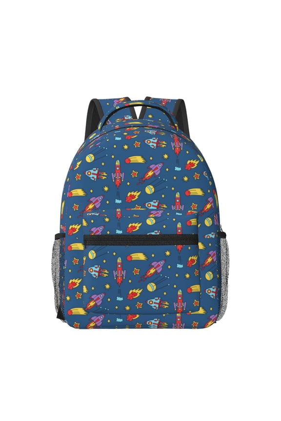 Cosmos Rockets Print Backpack for School,15.6 inch Laptop Back Pack for High School and College Students, Waterproof Computer Bookbag-One Size