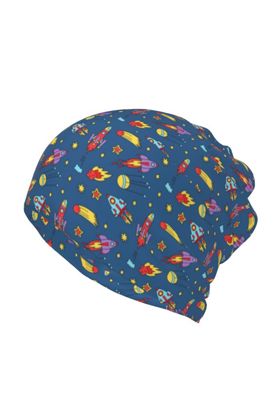 Cosmos Rockets Print Winter Beanie Daily Hat - Thermal Polar Fleece Ski Running Hat Skull Cap for Men and Women,Beanie