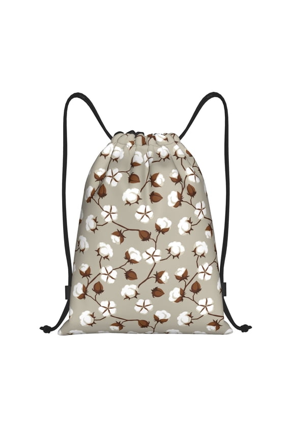 Cotton Tree Print Drawstring Backpack,Drawstring Bags String Backpack Gym Cinch Sack Backpack Sport Bag Draw-Medium