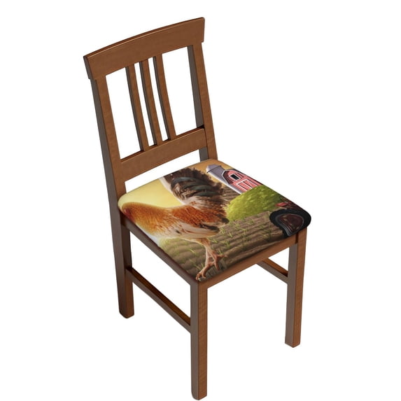 Honeii Country Farm Morning Rooster Print Square Cushion Cover with Elastic Band & Ties,Sofa Cushion Covers,Furniture Protector for Living Room,Washable Sofa Seat Slipcover-Six Piece