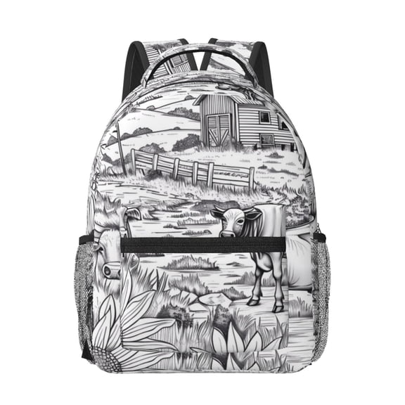 Honeii Country Farm Scene Print Backpack for School,15.6 inch Laptop Back Pack for High School and College Students, Waterproof Computer Bookbag-One Size
