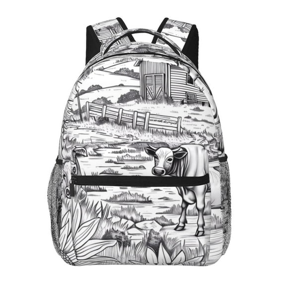 Honeii Country Farm Scene Print Backpack for Both Men and Women, Basic Bookbag for College, Work, or Travel,Rucksack Computer Bag-One Size