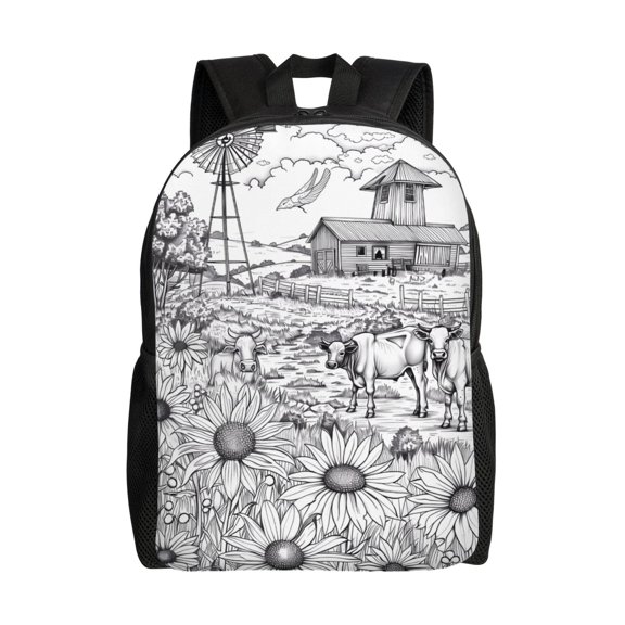 Honeii Country Farm Scene Print Laptop Backpack for Work, College, Travel, Daily Backpacks for Men Women, Sport Rucksack,Computer Bag