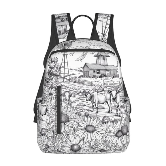 Honeii Country Farm Scene Print Lightweight Backpacks,Carry on Backpack,Durable Backpack for School, Work & Travel