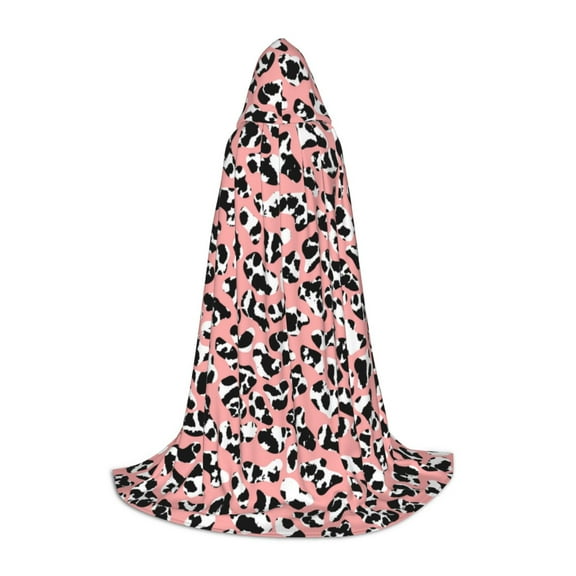 Honeii Cow Animal Skin Print Poncho Cape, Cloak Coat, Snuggly Hooded Wearable Blanket, Hooded Cape For Teenagers,Halloween Costumes-Large