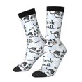thumbnail image 1 of Honeii Cow With Fresh Milk Print Adult Socks,Crew Socks,Casual Calf Socks,Daily Wear Socks for Men & Women, Perfect for Sports, Casual and Everyday Use, 1 of 6