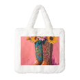 thumbnail image 1 of Honeii Cowboy Boots With Flowers Print Fluffy Shoulder Bag Plush Bags Women Ladies Tote Bag Fluffy Furry Purse Handbag for Autumn and Winter, 1 of 7