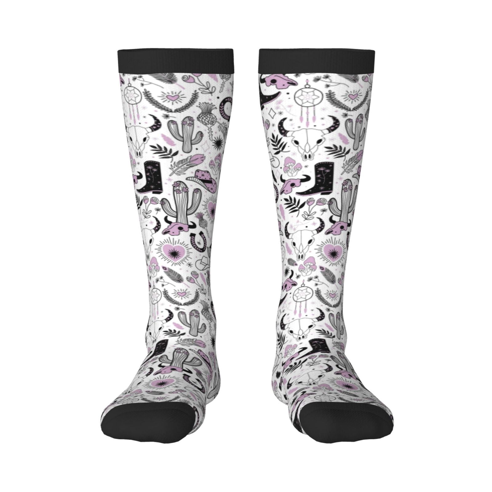 Honeii Cowboy Print Long Socks,Novelty Design Socks Gift for Men and