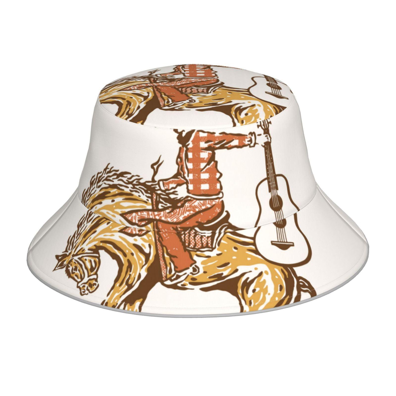 Honeii Cowboy Rodeo Guitar for Unisex Bucket Hat Waterproof Rain Hat