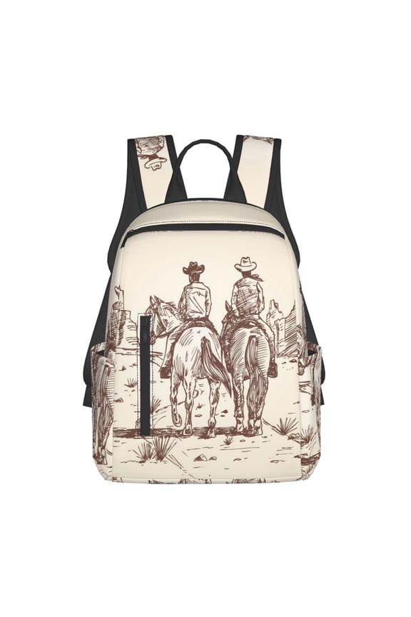 Cowboys Riding Horses Print Lightweight Backpacks,Carry on Backpack,Durable Backpack for School, Work & Travel