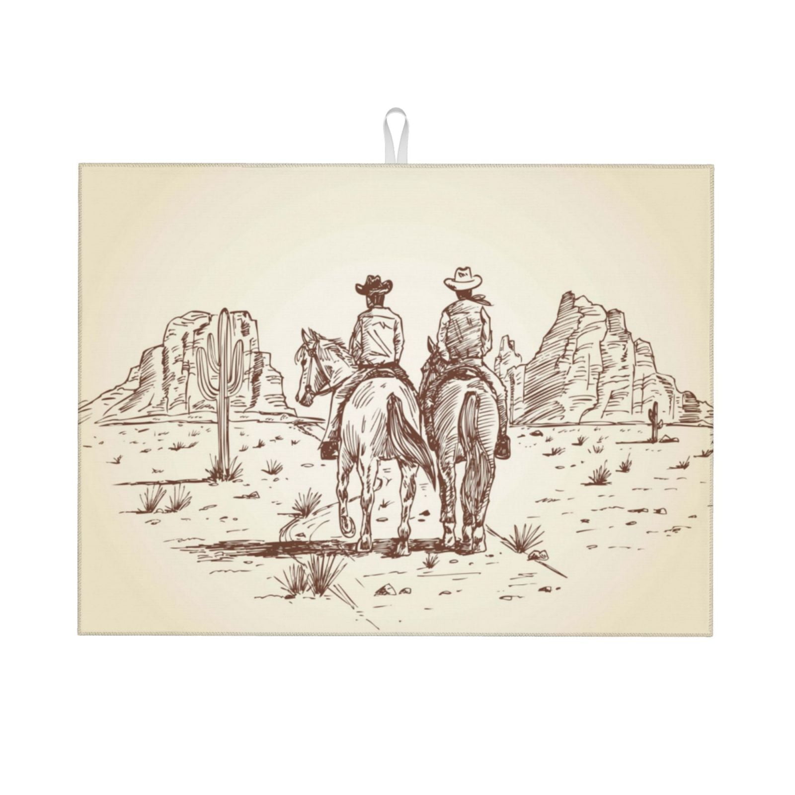 Honeii Two Cowboys Riding Horses In The Desert Print Kitchen Drying Mat ...