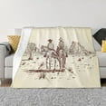 thumbnail image 1 of Honeii Cowboys Riding Horses print throw blanket, crafted from cozy cotton flannel, offers versatile home decor as a bedding suitable for all seasons.-50"x40", 1 of 6