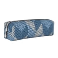 thumbnail image 1 of Honeii Cozy Knitted Blue Chevron Pattern Pencil Case, Pencil Pouch, Pencil Case Small, Pencil Pouch Aesthetic, PVC Pencil Pouch, Pencil Bag, Makeup Pouch, 1 of 7