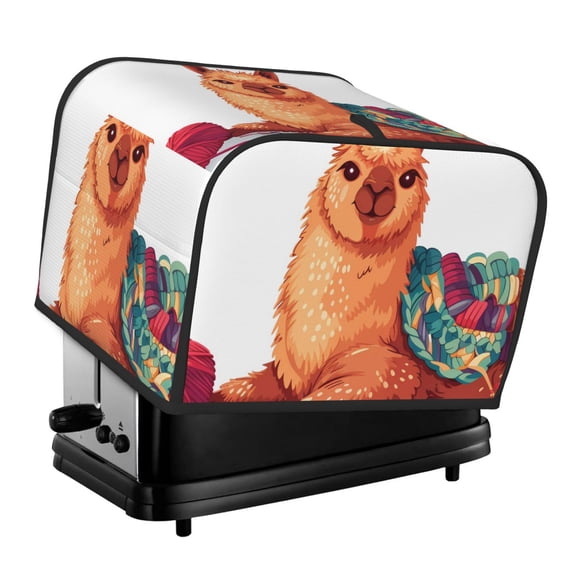 Honeii Cozy Knitting Llama Print 4 slice Toaster Cover, Two Slice Toaster Dust-proof Cover For Kitchen Small Appliance and Fingerprint Protection