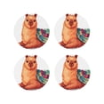 thumbnail image 1 of Honeii Cozy Knitting Llama Print Leather Coaster Set of 4, Ideal for Safeguarding Your Furniture from Drinks Spills and Effortless Cleanup-Round Shape, 1 of 6