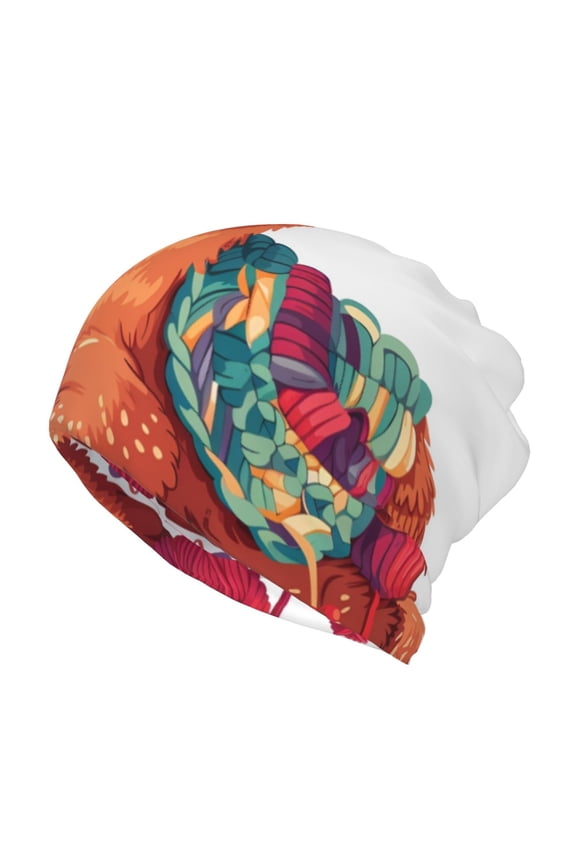 Cozy Knitting Llama Print Winter Beanie Daily Hat - Thermal Polar Fleece Ski Running Hat Skull Cap for Men and Women,Beanie