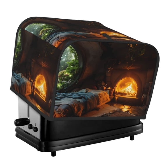 Honeii Cozy Tree Hole Cabin Print 4 slice Toaster Cover, Two Slice Toaster Dust-proof Cover For Kitchen Small Appliance and Fingerprint Protection