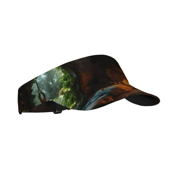 Honeii Cozy Tree Hole Cabin Print Adult Sunscreen Visor Cap, Adjustable Sun Protection Hat,Sun Visor Hats,UV Protection Outdoor Sports Golf Running Sun Caps