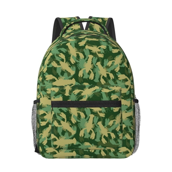 Honeii Crayfish Army Print Backpack for School,15.6 inch Laptop Back Pack for High School and College Students, Waterproof Computer Bookbag-One Size