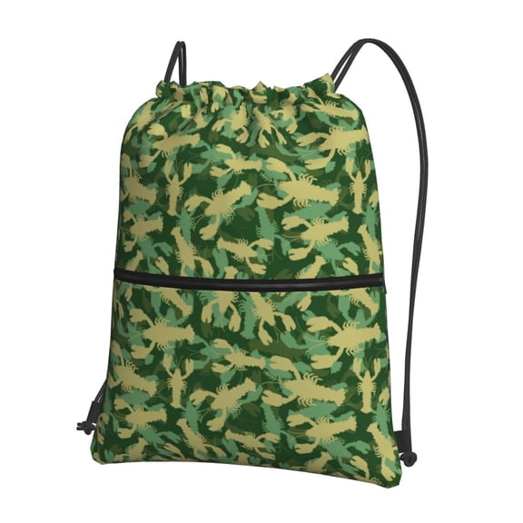 Honeii Crayfish Army Print Drawstring Backpack,String Bag,Sackpack Cinch Water Resistant Nylon for Gym Shopping Sport Yoga