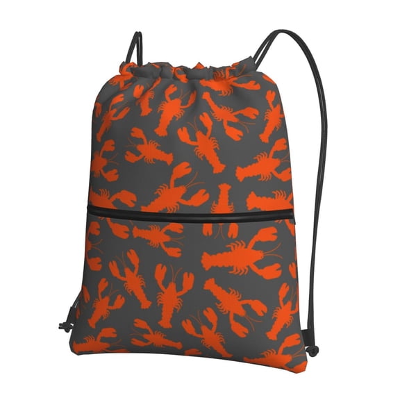 Honeii Crayfish Print Drawstring Backpack,String Bag,Sackpack Cinch Water Resistant Nylon for Gym Shopping Sport Yoga