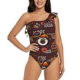 thumbnail image 1 of Honeii A Cup Of Black Coffee On A Saucer for women's one-piece swimsuit featuring a chic one-shoulder design experience elegance and style in the water-Medium, 1 of 6