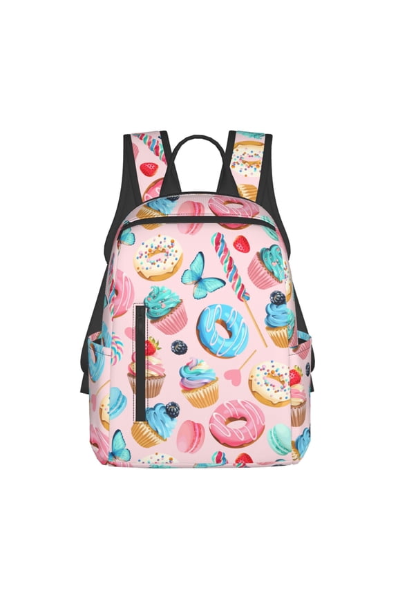 Cupcakes and Donuts Print Lightweight Backpacks,Carry on Backpack,Durable Backpack for School, Work & Travel
