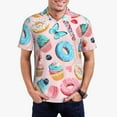 thumbnail image 1 of Honeii Cupcakes and Donuts print Polo Shirt, a classic short-sleeved, button-down golf shirt designed for men3X-Large, 1 of 6