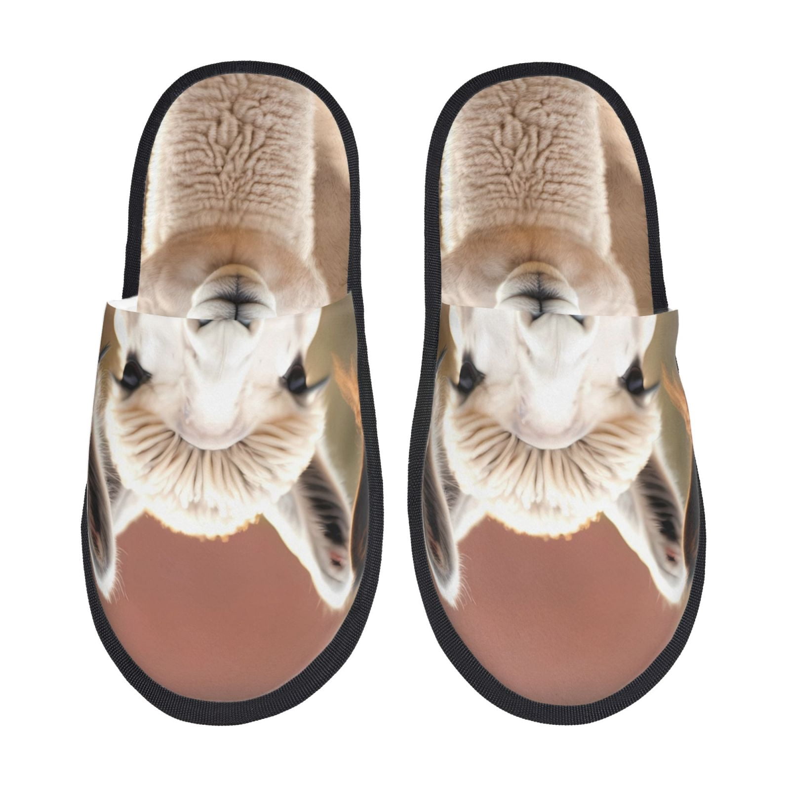 Honeii Cute Alpaca in Daze Print Furry Slippers Bedroom Slippers for ...