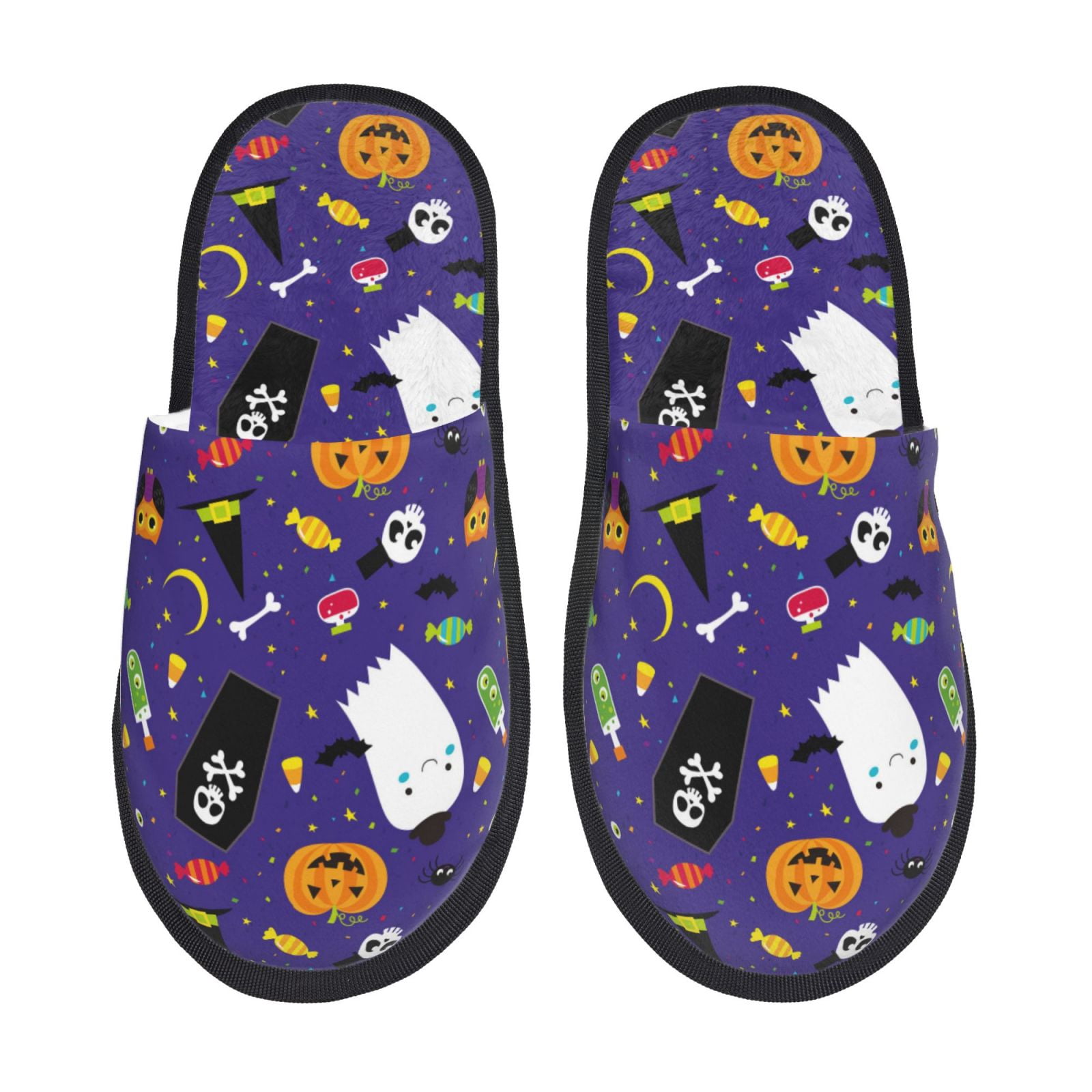 Honeii Cute And Creepy Print Furry Slippers Bedroom Slippers for Women ...