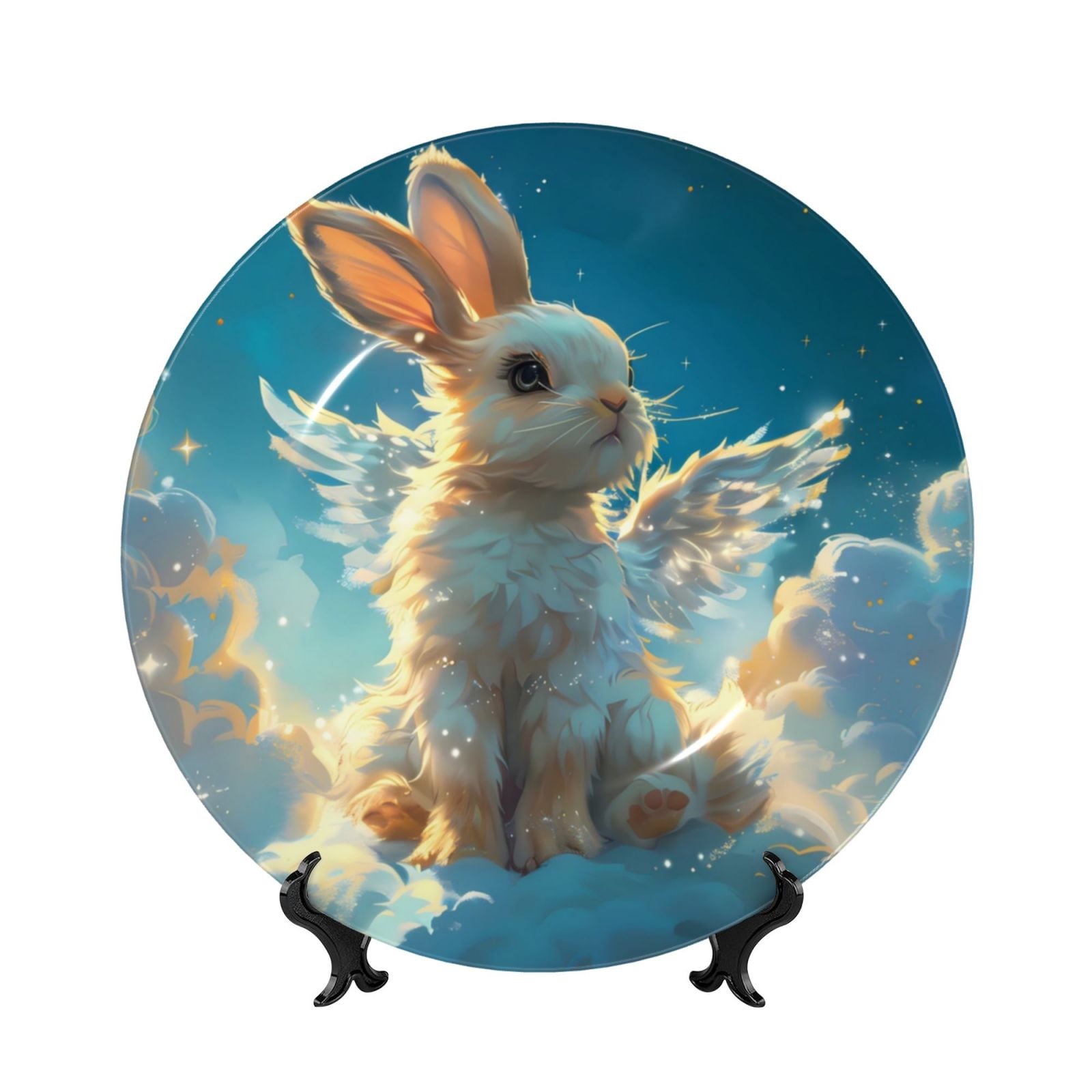 Honeii Cute Angel Winged Rabbit Print Elegant Bone China Decorative ...