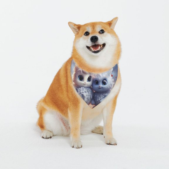 Honeii Cute Animal Couple Pattern Pet Scarf for Small Dogs and Cats,Washable Triangle Dog Scarfs with Adjustable Buckle,Dog Bandana-X-Large