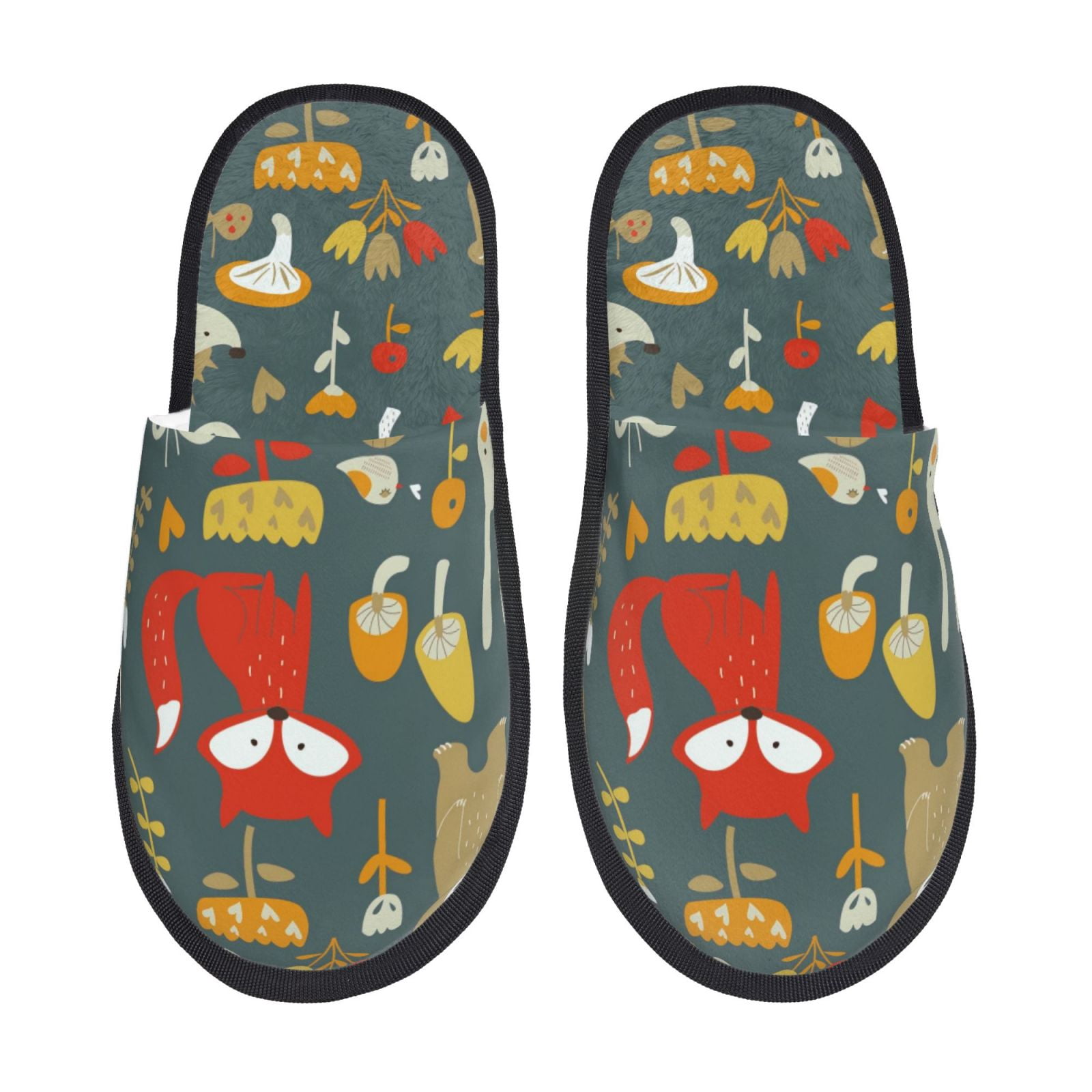 Honeii Cute Animal Forest print Slippers Memory Foam House Bedroom ...