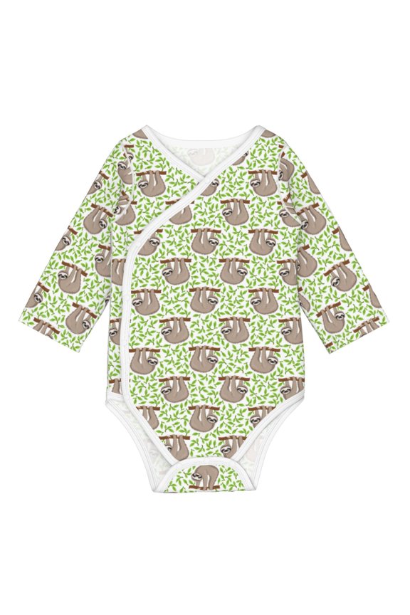 Cute Animal Sloth On A Branch for Baby Long Sleeve Bodysuits One-piece 100% Organic Cotton for Infant Baby Boys and Grils, Unisex-6 Months