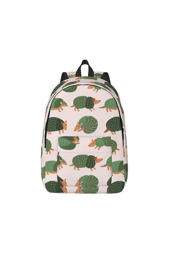 Cute Armadillo Print Canvas College Laptop Backpack, Durable Rucksack Travel Notebook Bag School Backpack Book Bag for Men Women-Small