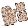 thumbnail image 1 of Honeii Cute Autumn Turkey Pattern Oven Mitts and Pot Holders, Silicone Oven Gloves,500 F Heat Resistant Oven Mitts Sets, 4PCS, 1 of 6