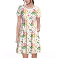 thumbnail image 1 of Honeii Cute Baby Dinosaurs Print Women’s Short Sleeve Dress, Comfortable Casual Dress, Soft Polyester Spandex Blend, Stylish Everyday Wear for Summer, Perfect for Travel and Vacation, 1 of 6