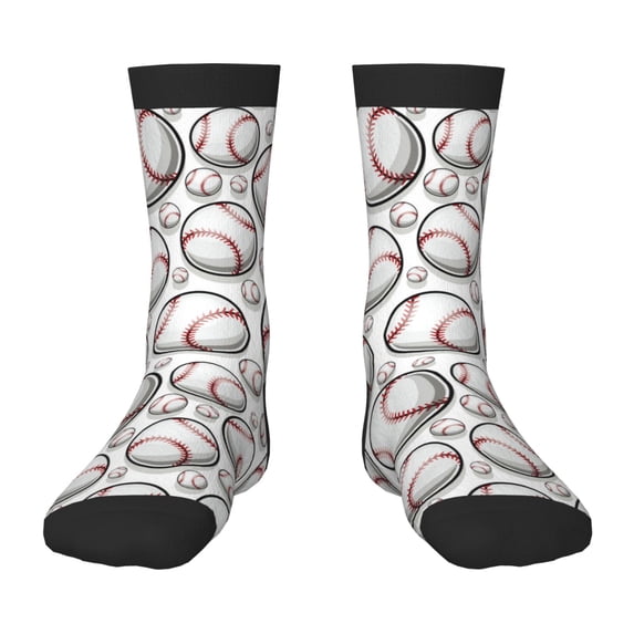 Honeii Cute Baseball Print Children's Colorful Socks,Unisex Kids and Toddlers' Cushioned Sock,Kids Athletic Crew Socks,for Everyday Wear and Sports