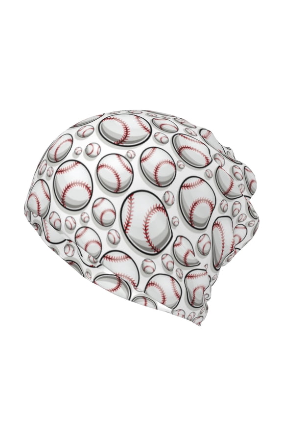 Cute Baseball Print Winter Beanie Daily Hat - Thermal Polar Fleece Ski Running Hat Skull Cap for Men and Women,Beanie