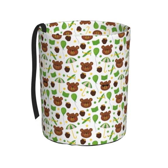 Honeii Cute Bear Print Waterproof Car Trash Can,Waterproof Portable Collapsible Trash Can,Garbage Container fits Most Cars,SUVs,and Trucks