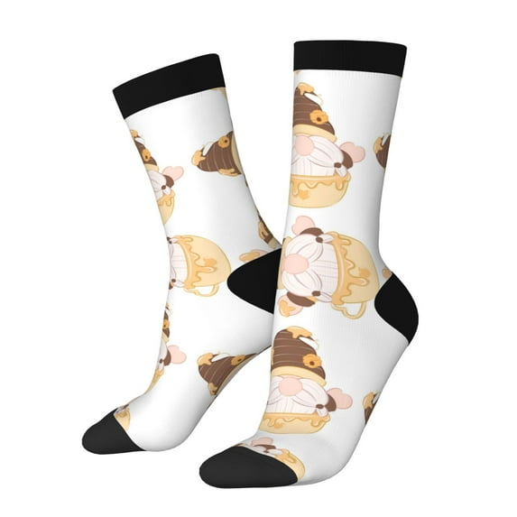 Honeii Cute Bee Gnome Print Adult Socks,Crew Socks,Casual Calf Socks,Daily Wear Socks for Men & Women, Perfect for Sports, Casual and Everyday Use