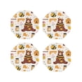 thumbnail image 1 of Honeii Cute Bee Honey Jar Hive Bear print Leather Coaster Set of 4, ideal for safeguarding your furniture from drinks spills and effortless cleanup-Octagon, 1 of 6
