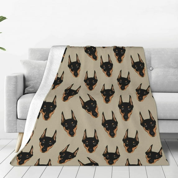 Honeii Cute Black Dog Print Fleece Blanket - Throw Blanket for Bed, Sofa, Couch, Camping, and Travel , Microplush Ultra Soft Warm Blanket-50"x40"